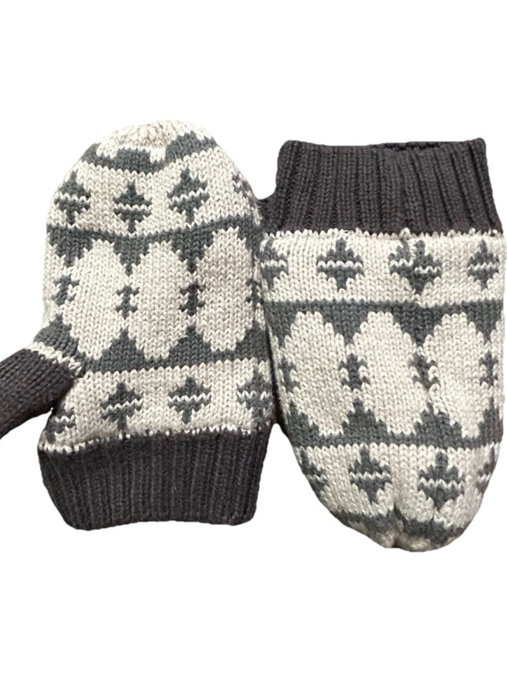Toddler Hanna Andersson Winter Snow Fleece Lined Grey White Mittens Size Small
